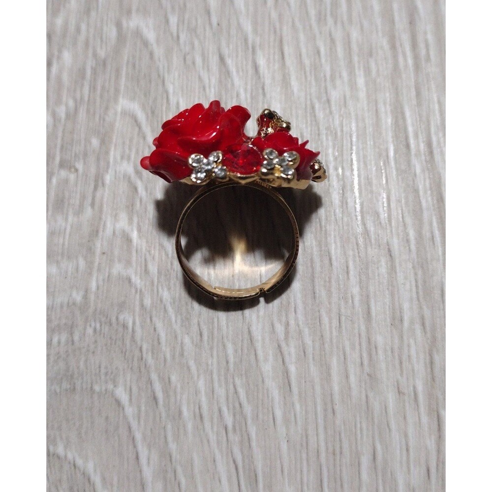 Oversize Rose - Gold Plated - Adjustable Floral Statement Ring - New - Picture 4 of 9